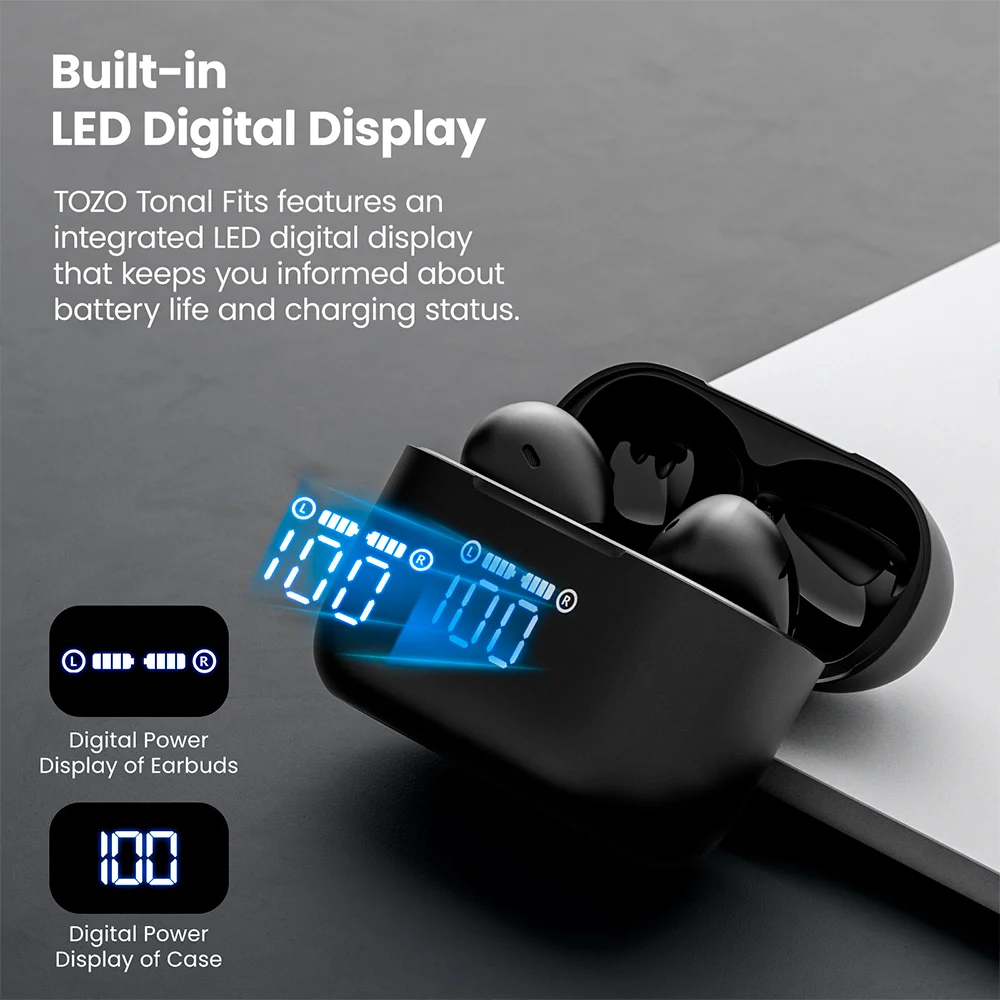 Imagem 2 de 5 do produto Fone Ouvido Sem Fio Tozo Tonal Fits Bluetooth 5.3 Preto