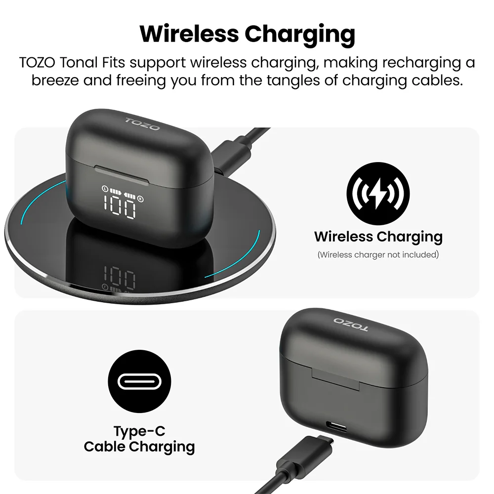 Imagem 3 de 5 do produto Fone Ouvido Sem Fio Tozo Tonal Fits Bluetooth 5.3 Preto