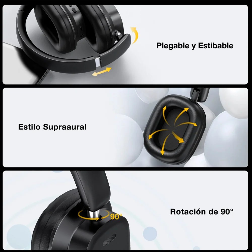 Imagem 3 de 5 do produto Fone Ouvido Sem Fio 1hora Headphone Bluetooth 5.3 Preto