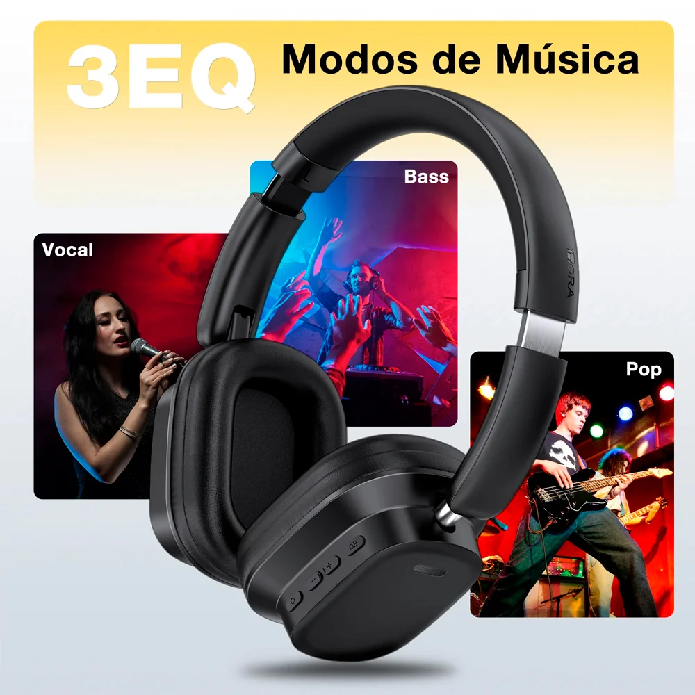 Imagem 4 de 5 do produto Fone Ouvido Sem Fio 1hora Headphone Bluetooth 5.3 Preto