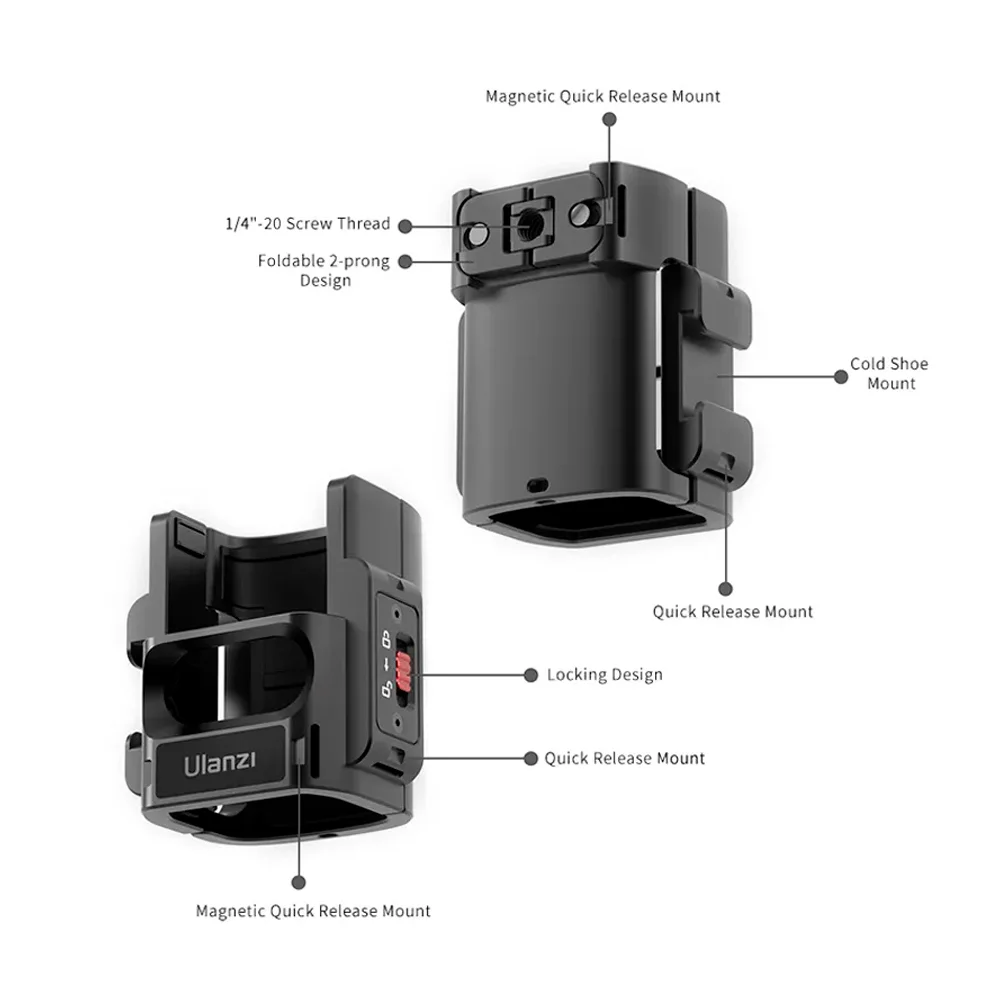 Imagem 4 de 5 do produto Adaptador Expansão Ulanzi Pk-06 Dji Osmo Pocket 3 Preto