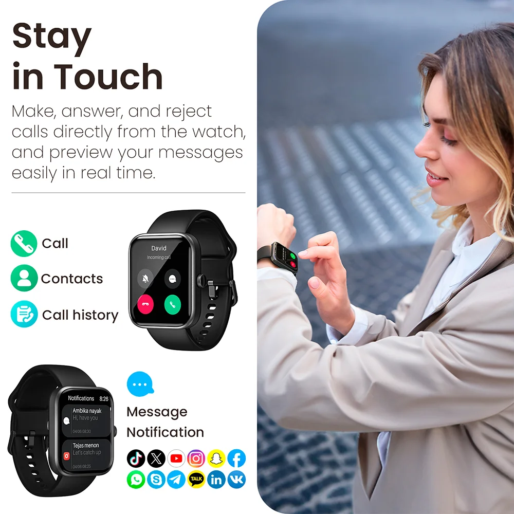 Imagem 5 de 5 do produto Smartwatch Tozo S3 Bluetooth 5.3 Tela 1,8 Pol. Preto