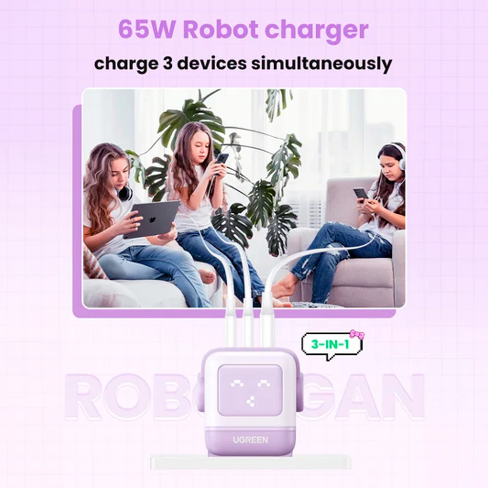 Imagem 2 de 5 do produto Carregador Parede Ugreen Portas Usb-a/c Máx. 65w Púrpura