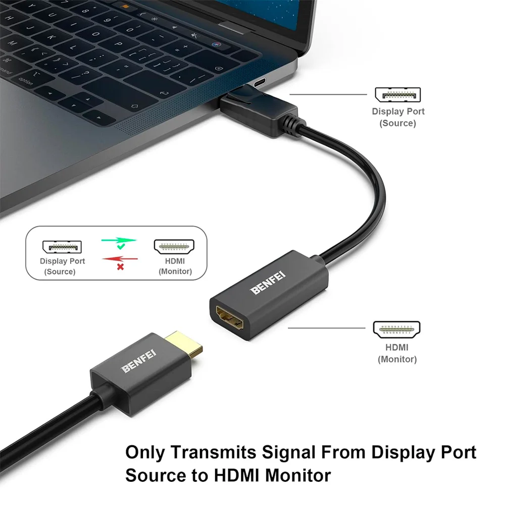 Imagem 2 de 5 do produto Adaptador Benfei Displayport K4 P/hdmi Fêmea Preto