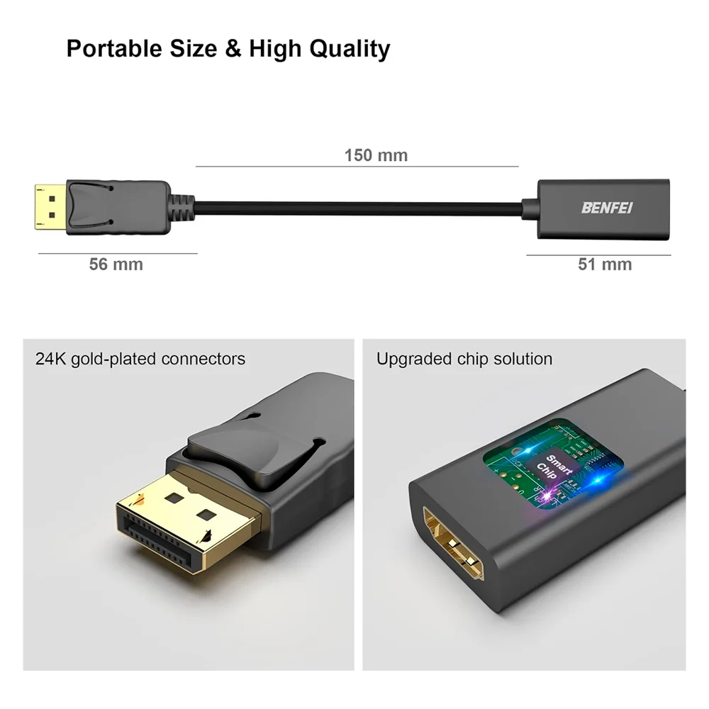 Imagem 5 de 5 do produto Adaptador Benfei Displayport K4 P/hdmi Fêmea Preto