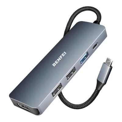 Hub Adaptador Multifuncional Benfei 5 Em 1 P/usb C Cinza