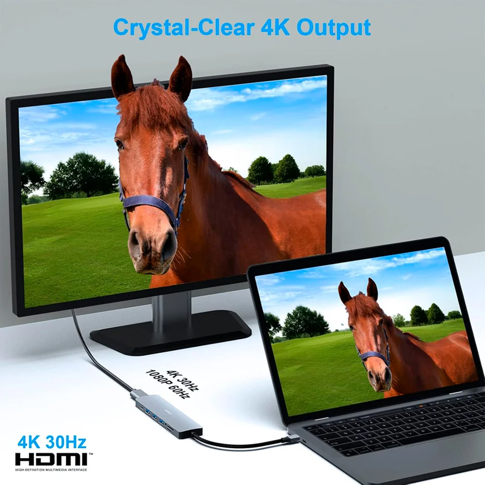 Imagem 5 de 5 do produto Hub Adaptador Multifuncional Benfei 7 Em 1 P/usb C Cinza
