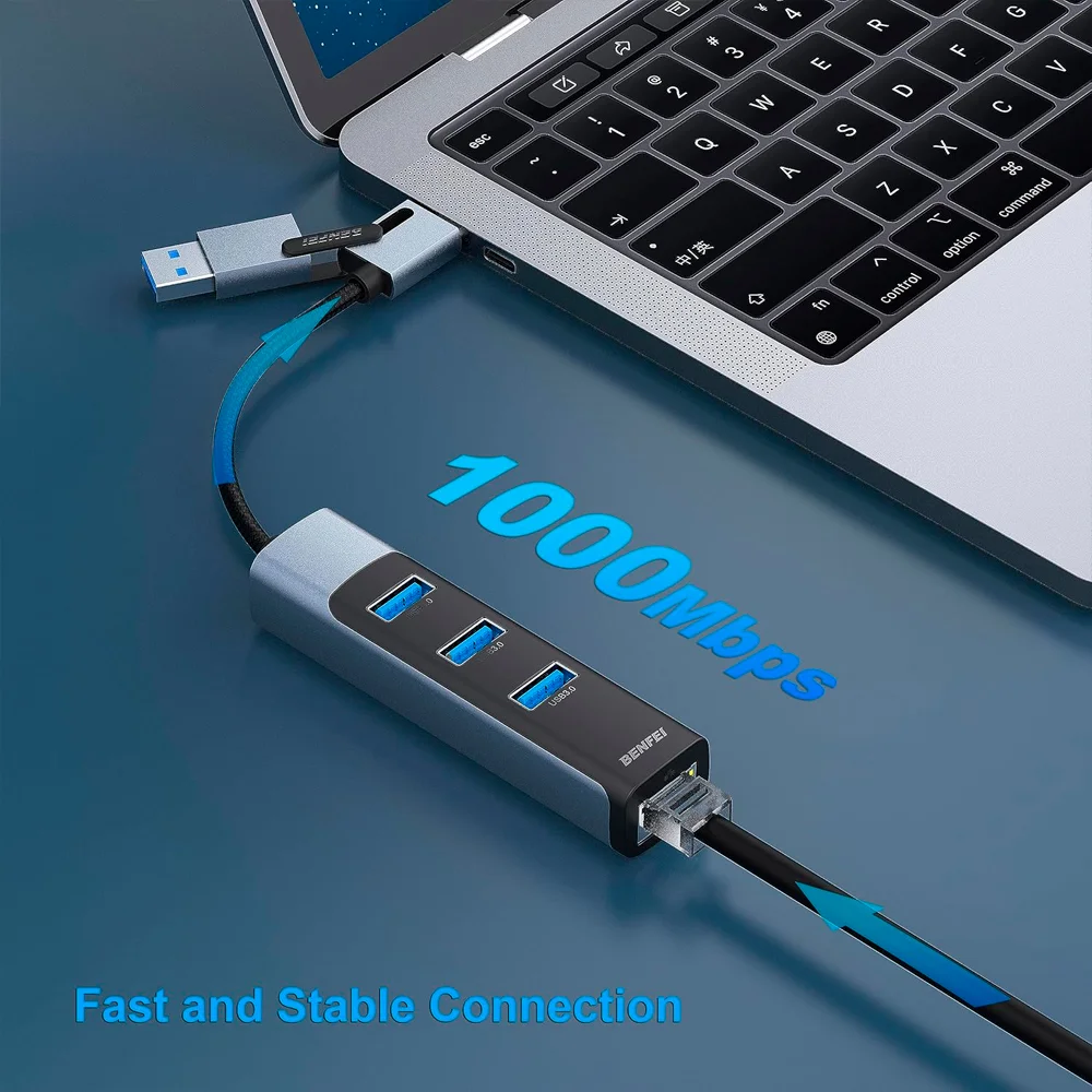 Imagem 3 de 5 do produto Hub Multifuncional Benfei 2 Em 1 P/usb-c/a 3.0 Cinza