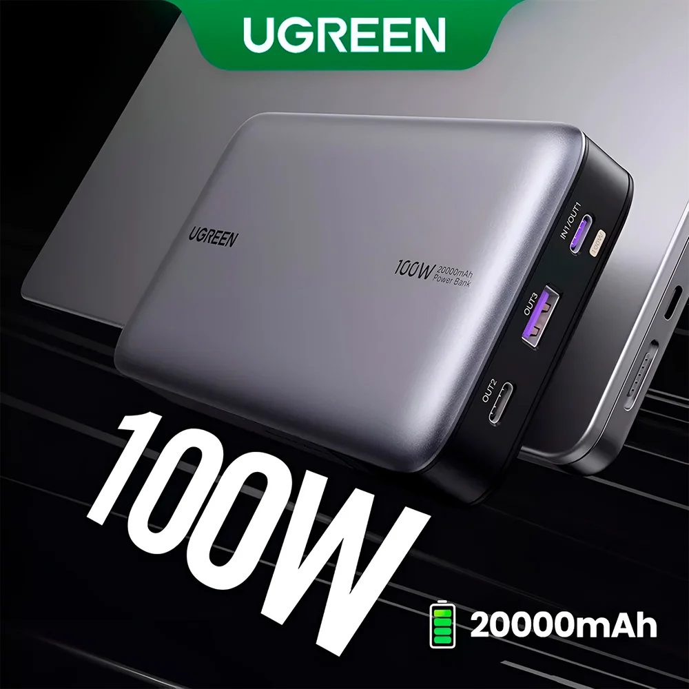 Imagem 2 de 5 do produto Power Bank Ugreen 20000mah Bateria Portátil 100w Cinza