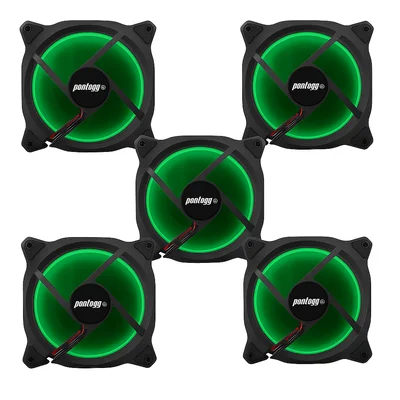 Kit 5 Cooler Fan Bs Reinforced  Verde 15 LEDs Para Gabinete 120mm X 120mm