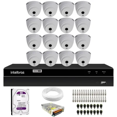 Kit 16 Câmeras Intelbras Vhl 1120 De Hd 720p Visão Noturna 20m + Dvr 1316 Full Hd 16 Canais + Hd 1TB