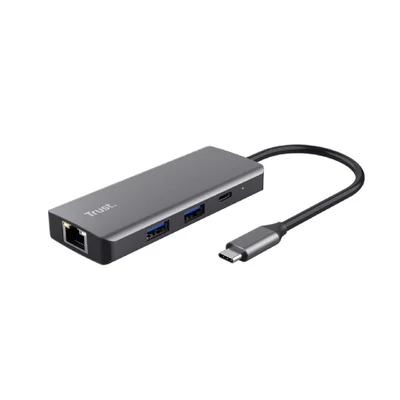 Adaptador Usb-c Trust Dalyx Mult, Usb 3.0, 6 Portas, 100w, 5 Gbps, Prata