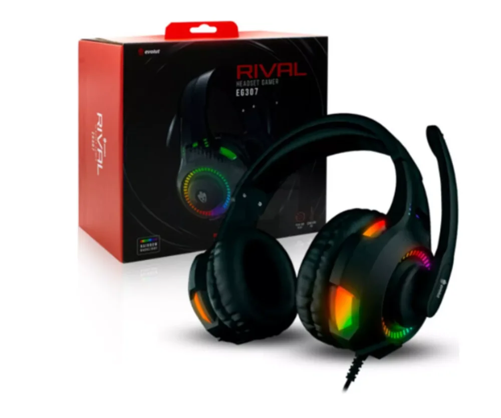 Imagem 4 de 5 do produto Fone de Ouvido com Fio Headset Gamer Usb Evolut Rgb Led Eg-307