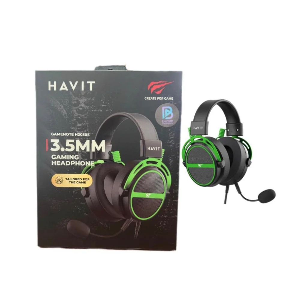 Imagem 2 de 5 do produto Fones Havit Gamenote H2030e Preto E Verde Com Microfone