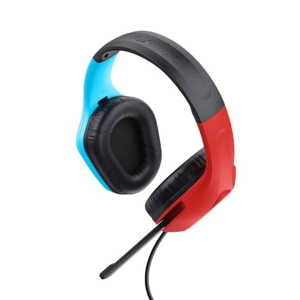 Imagem 3 de 5 do produto Headset Gamer Trust Gxt 416s Zirox, Com Fio, Abs, Microfone, Couro Sintético, Azul E Vermelho