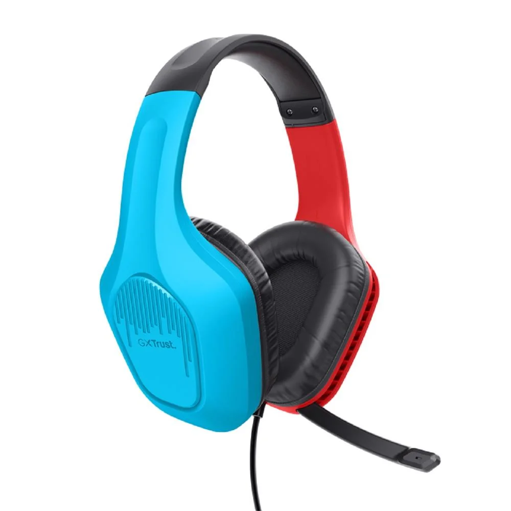 Imagem 4 de 5 do produto Headset Gamer Trust Gxt 416s Zirox, Com Fio, Abs, Microfone, Couro Sintético, Azul E Vermelho