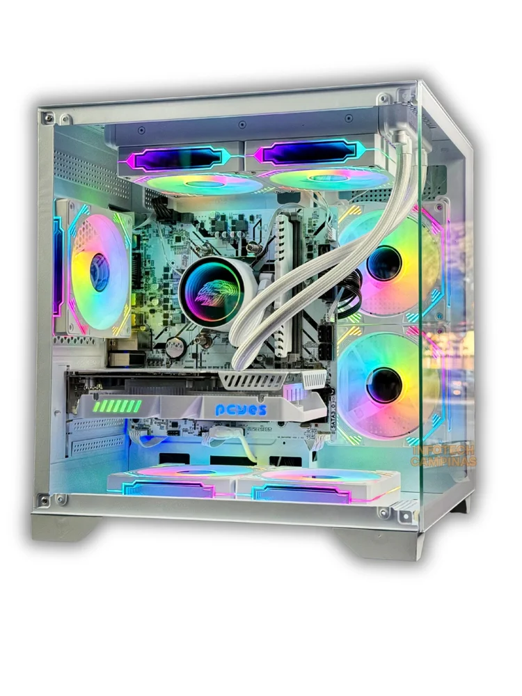 Cpu PC Gamer Aquário Branco | Intel i5 12400 | RTX 3050 6gb | 16gb Ram | SSD 1TB | Water Cooler 240mm | Win11 Pro
