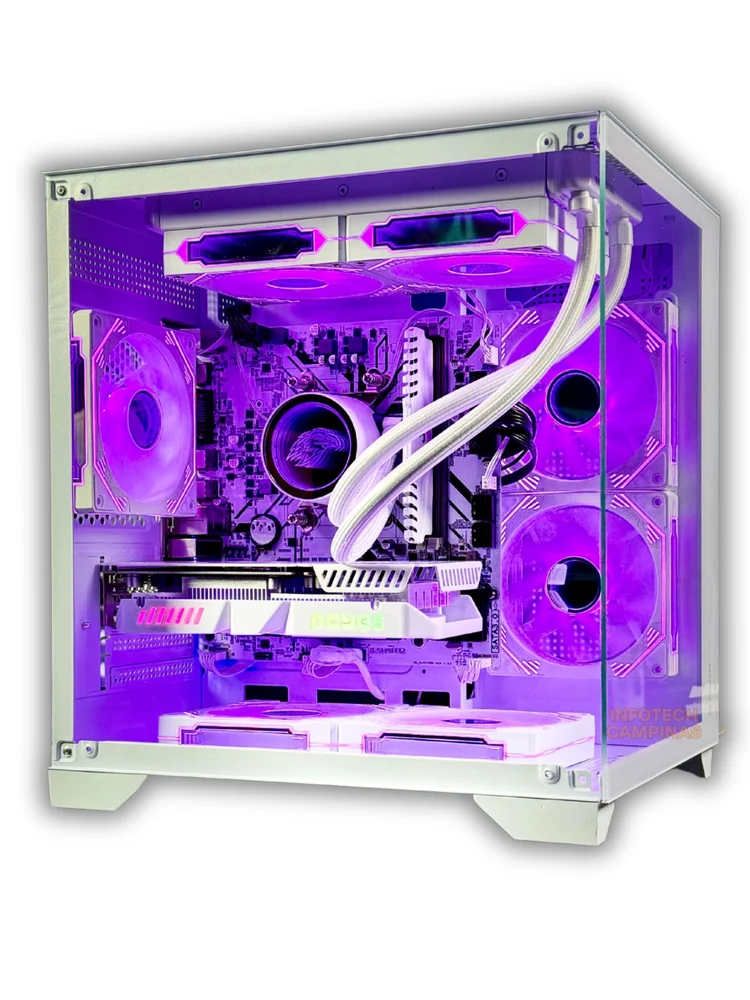 Cpu PC Gamer Aquário Branco | Intel i5 12400 | RTX 3050 6gb | 16gb Ram | SSD 1TB | Water Cooler 240mm | Win11 Pro - view 2