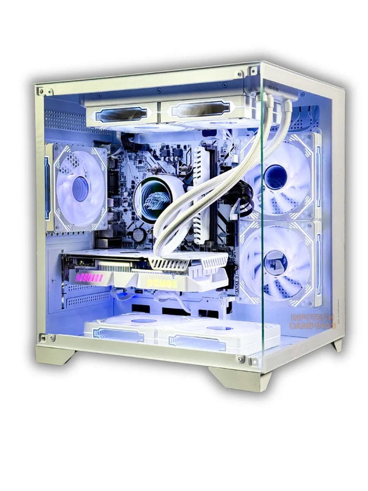 Cpu PC Gamer Aquário Branco | Intel i5 12400 | RTX 3050 6gb | 16gb Ram | SSD 1TB | Water Cooler 240mm | Win11 Pro - view 3