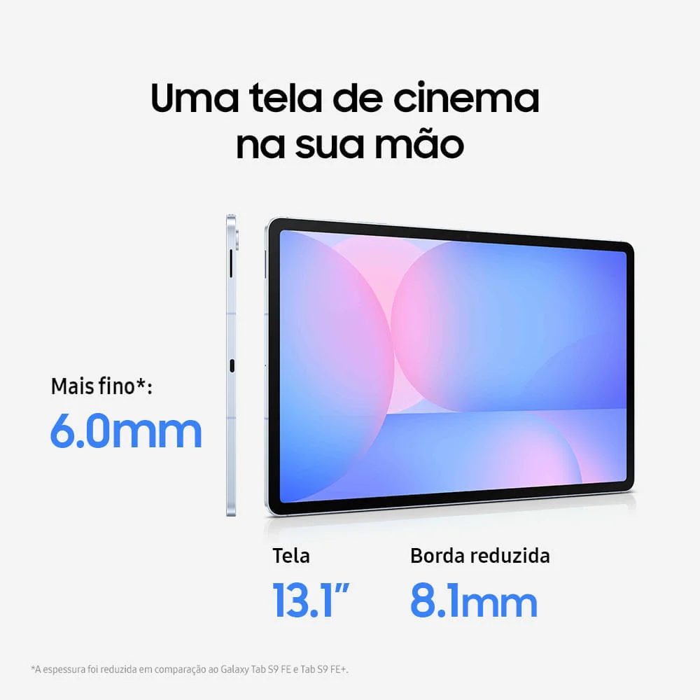 Imagem 2 de 5 do produto Tablet Samsung Galaxy Tab S10 Fe+ Wifi, 128GB, 8GB, Tela 13.1” 90hz, S Pen E Capa Inclusas Azul - 128 Gb - Wi-fi - Bi-volt