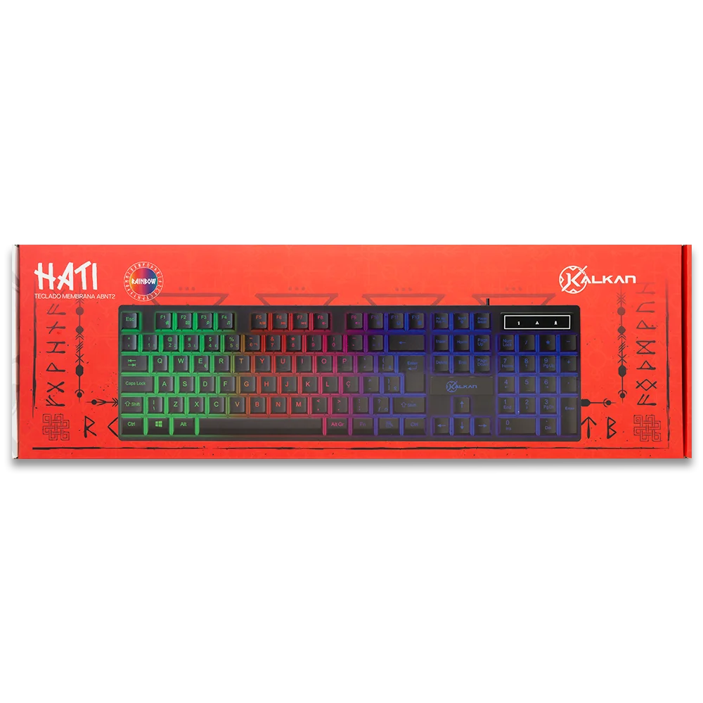 Teclado Gamer Kalkan Hati, Rainbow, Membrana, Abnt2, Preto, Klk00012 Teclado Gamer Kalkan Hati, Rainbow, Membrana, Abnt2, Preto, Klk00012