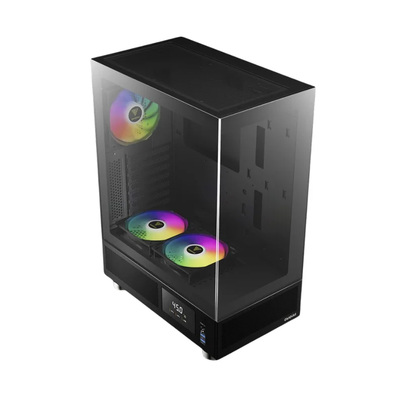 Imagem 2 de 5 do produto Gabinete Gamer Gamdias Atlas E1 ARGB 3 Fans S/fonte Atx Midtower Display Digital Preto - Atlas E1