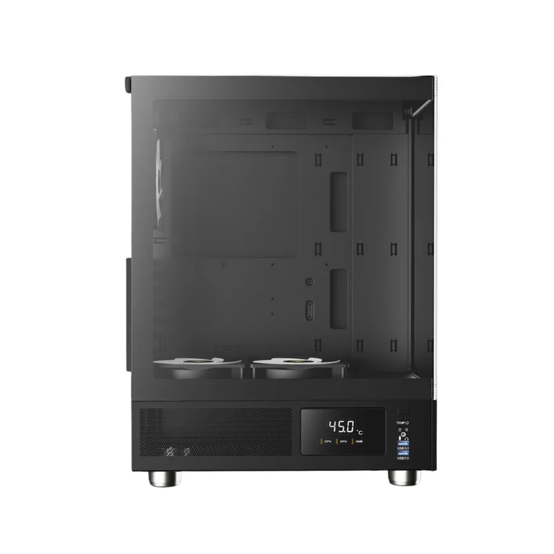 Imagem 3 de 5 do produto Gabinete Gamer Gamdias Atlas E1 ARGB 3 Fans S/fonte Atx Midtower Display Digital Preto - Atlas E1