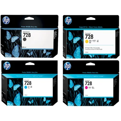 Kit Cartuchos De Tinta Hp 728 Para Plotter Hp T730 E T830