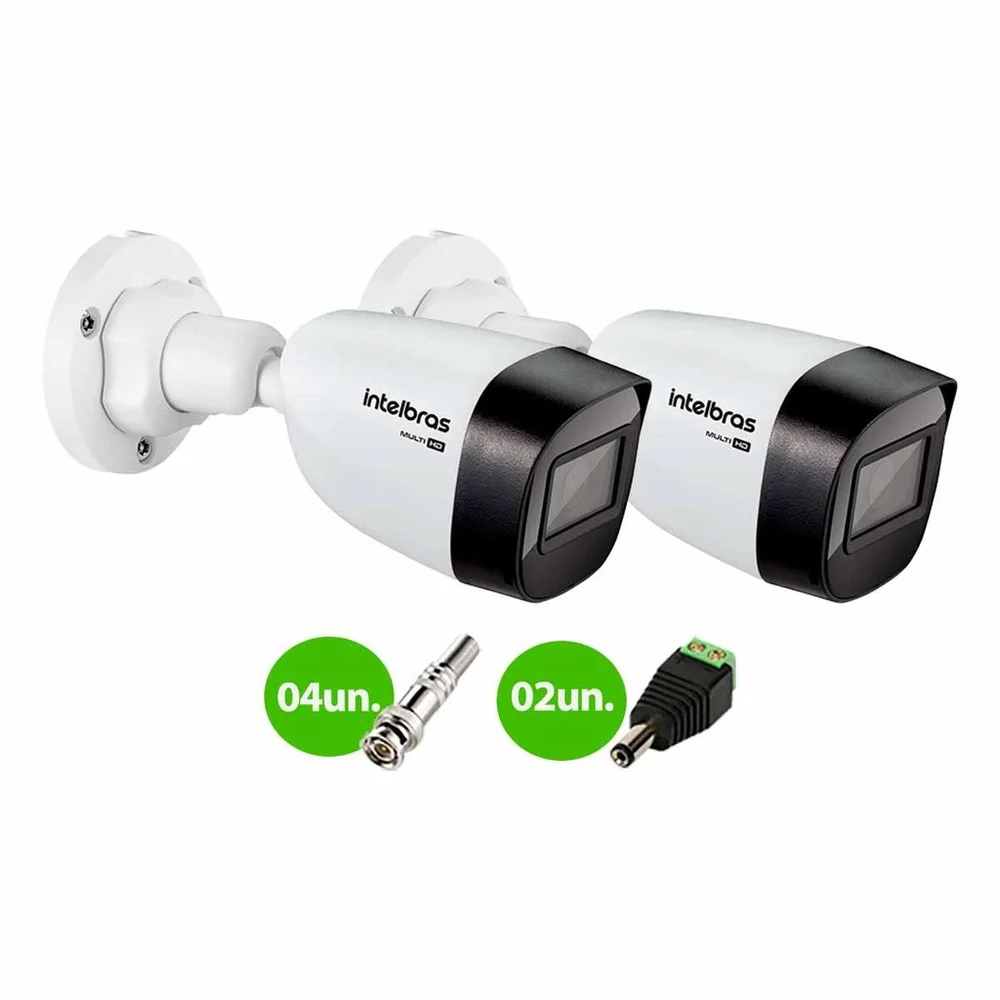 Imagem 3 de 5 do produto Kit 2 Câmeras Intelbras Vhd 1130 B Hd 720p Visão Noturna 30m Resistente À Chuva Ip67 + Conectores
