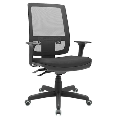Cadeira Presidente Brizza Tela Ergonômica Para Escritório Regulagem Altura Back System Nr17 Preta