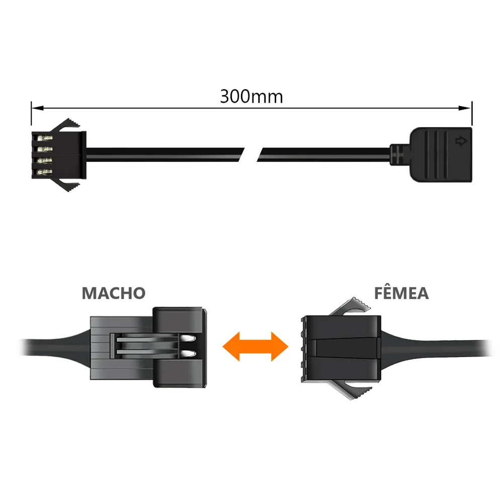 Imagem 3 de 5 do produto Cabo Jst Sm 4p Femea Adaptador Para RGB 12v 4 Pinos, 30cm, Compatível com Water Cooler, Fan e Fita de LED