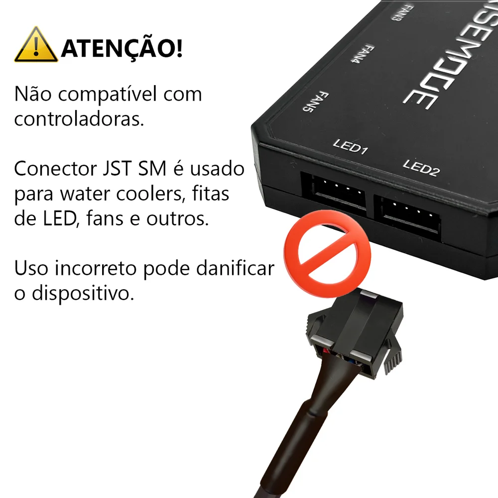 Imagem 4 de 5 do produto Cabo Jst Sm 4p Femea Adaptador Para RGB 12v 4 Pinos, 30cm, Compatível com Water Cooler, Fan e Fita de LED