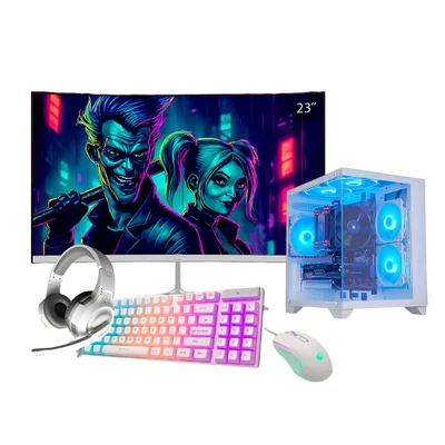 Computador PC Gamer Intel Core i9 11ª Geração 32gb Ram Nvme 1TB Rtx 5060 8gb Monitor 23" 180hz Curvo - Branco