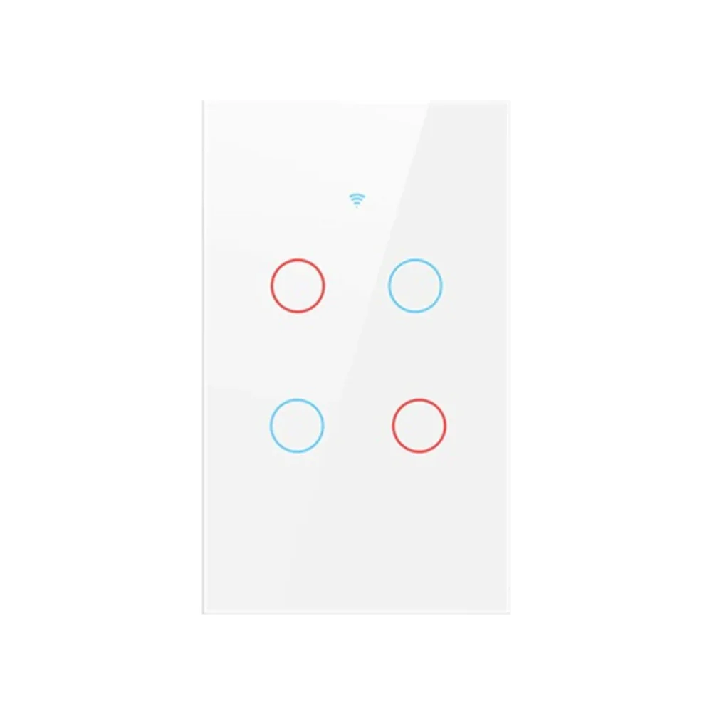 Interruptor Inteligente Wifi Com Ou Sem Neutro   Tuya - Branco - 4 Botões - 127/220.