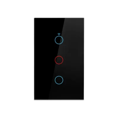 Interruptor Inteligente Wifi Com Ou Sem Neutro   Tuya - Preto - 3 Botões - 127/220.