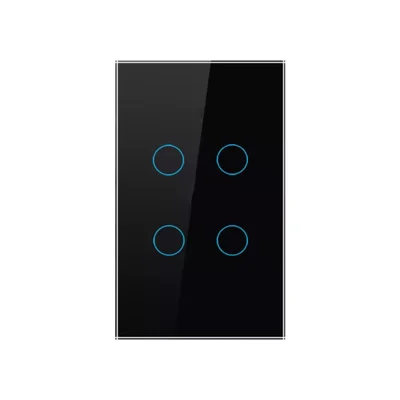 Interruptor Inteligente Wifi Com Ou Sem Neutro   Tuya - Preto - 4 Botões - 127/220.