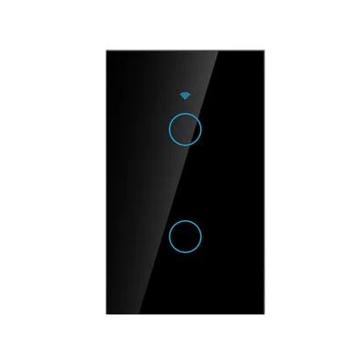 Interruptor Inteligente Wifi Com Ou Sem Neutro   Tuya - Preto - 2 Botões - 127/220