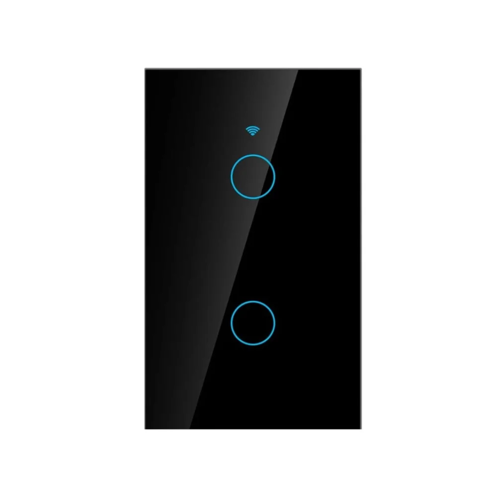Interruptor Inteligente Wifi Com Ou Sem Neutro   Tuya - Preto - 2 Botões - 127/220