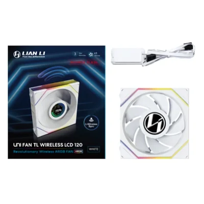 Fan 120mm Lian Li Uni Fan Tl Wireless Lcd 120 Reverse Blade, RGB, White - 12rtllcd1w1w