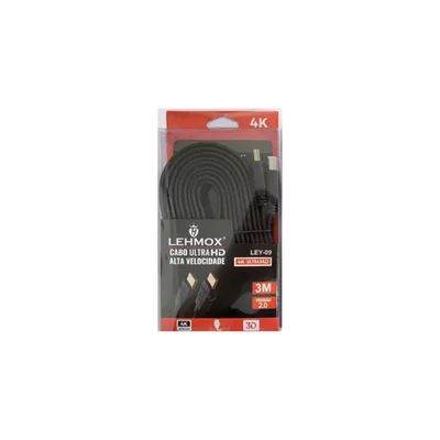 Cabo HDMI 3 Metros Hd Alta Velocidade 2.0 4k Ultra Hdtv 1080p Lehmox Ley-09
