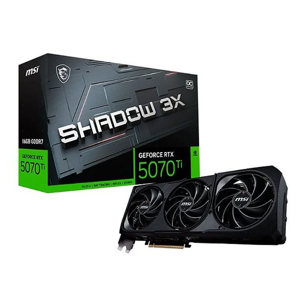 Placa De Vídeo Nvidia Geforce Msi RTX5070ti 16gb Gddr7 256its Shadow 3x Oc 912-v531-097