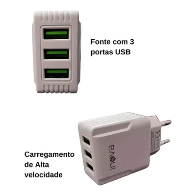 Carregador Rápido 3 Usb 2.0 5.1a Inova Car-9916 — foto 4