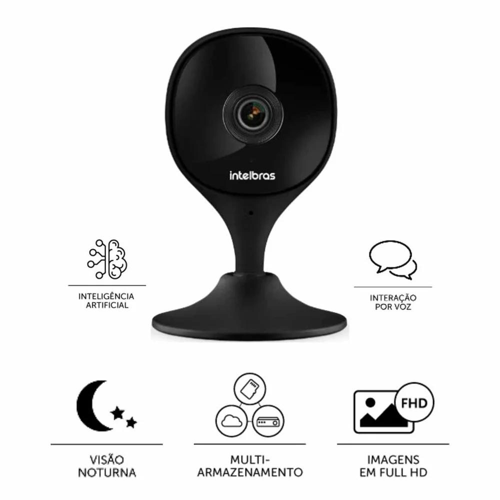 Imagem 2 de 5 do produto Kit 2 Câmeras Wi-fi Aúdio E Inteligência Artificial Imx C Black Intelbras + 2 Cartões Memória 64gb