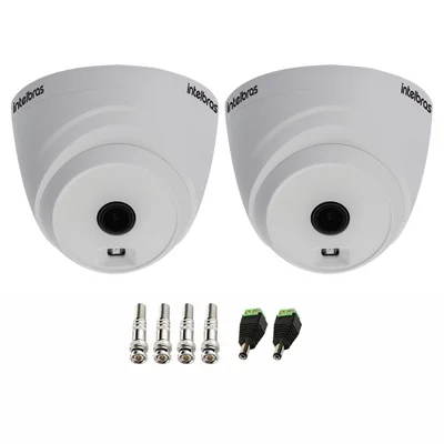 Kit 2 Câmeras Intelbras Vhl 1120 Dome Hdcvi Lite Hd 720p Lente 3.6mm Visão Noturna 20m + Conectores