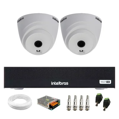 Kit 2 Câmeras Intelbras Vhl 1120 D Hdcvi Lite Hd 720p Visão Noturna 20m + Dvr Intelbras Mhdx 1104c