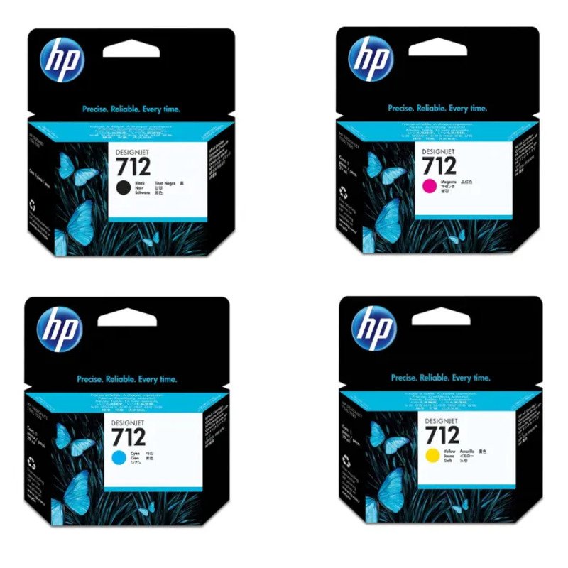 Cartucho De Tinta Hp 712 Kit 4 Cores Preto, Magenta, Ciano, Amarelo | Plotter T250 T650