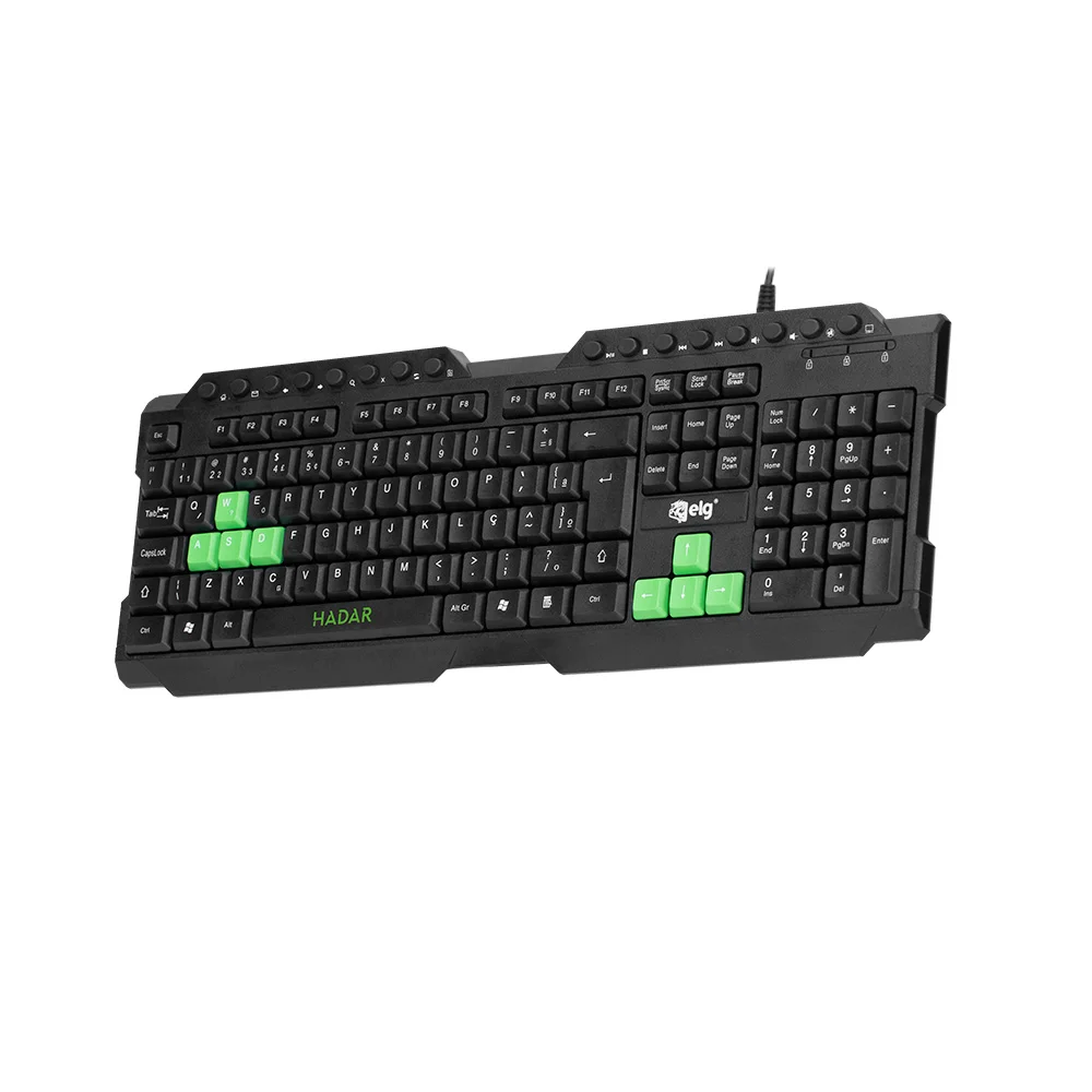 Imagem 3 de 5 do produto Teclado Gamer Hadar Em Membrana , 107 Teclas Abnt2, Anti-ghosting, Teclas Multimídia, Pincel De Limpeza, Preto, Tghd, Elg