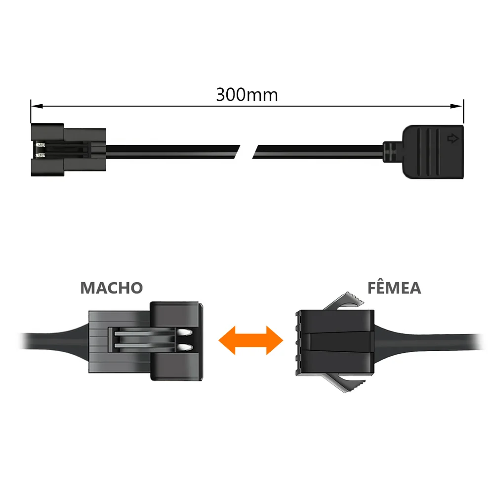 Cabo Jst Sm 4p Macho Adaptador Para RGB 12v 4 Pinos, 30cm, Compatível com Water Cooler, Fan e Fita de LED 7