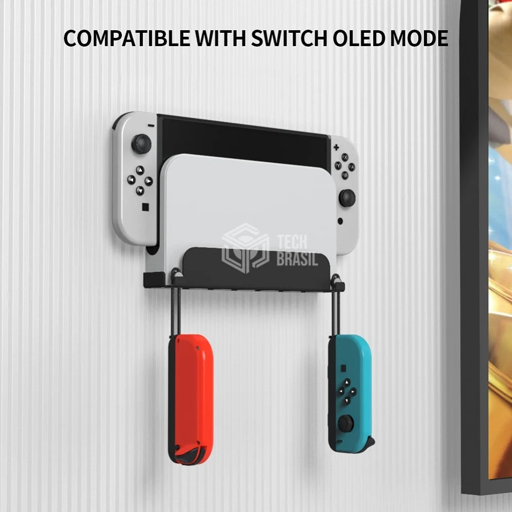 Suporte De Parede Em Aço Para Nintendo Switch/oLED Base Preto