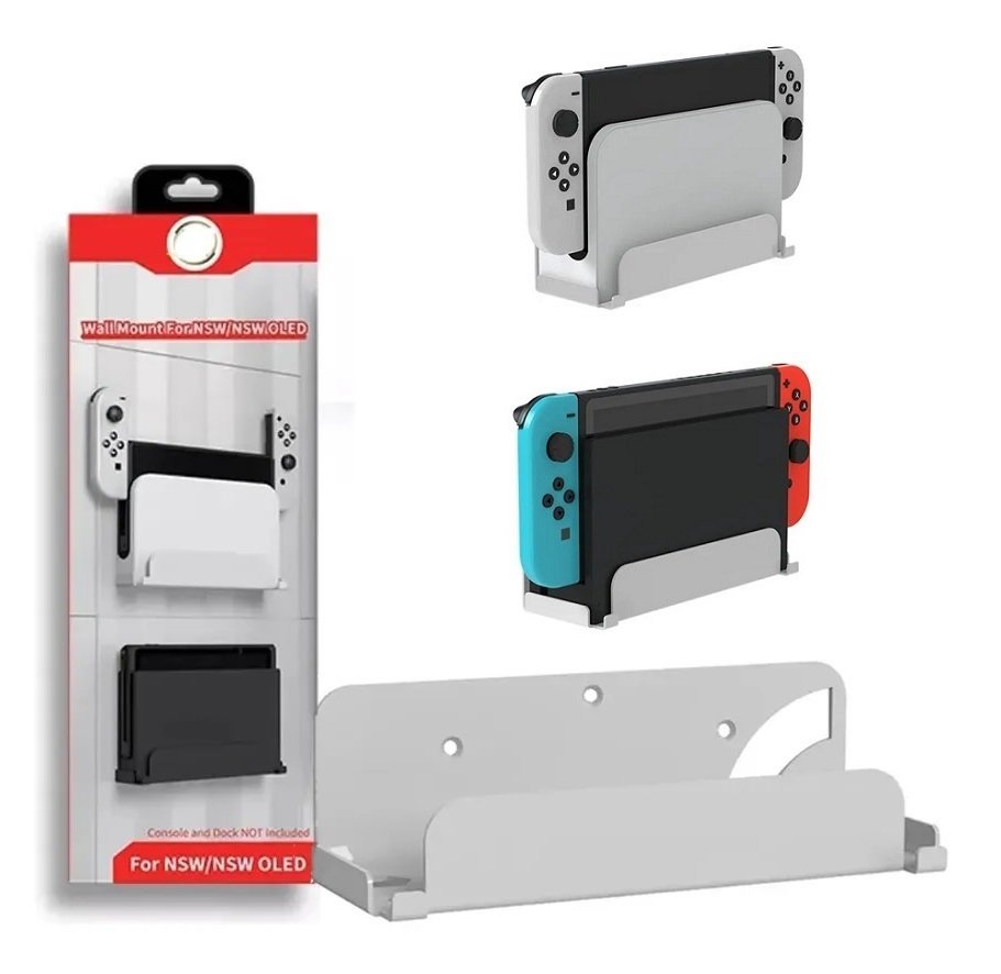 Suporte De Parede Em Aço Para Nintendo Switch/oLED Base Branco